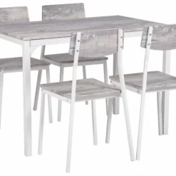 Beliani Conjunto De Comedor 4 Plazas Gris Claro/blanco BISMARCK