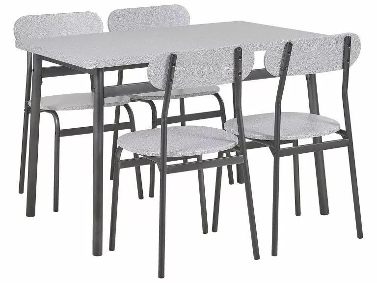 Beliani Conjunto De Comedor 4 Plazas Gris Claro/negro VELDEN