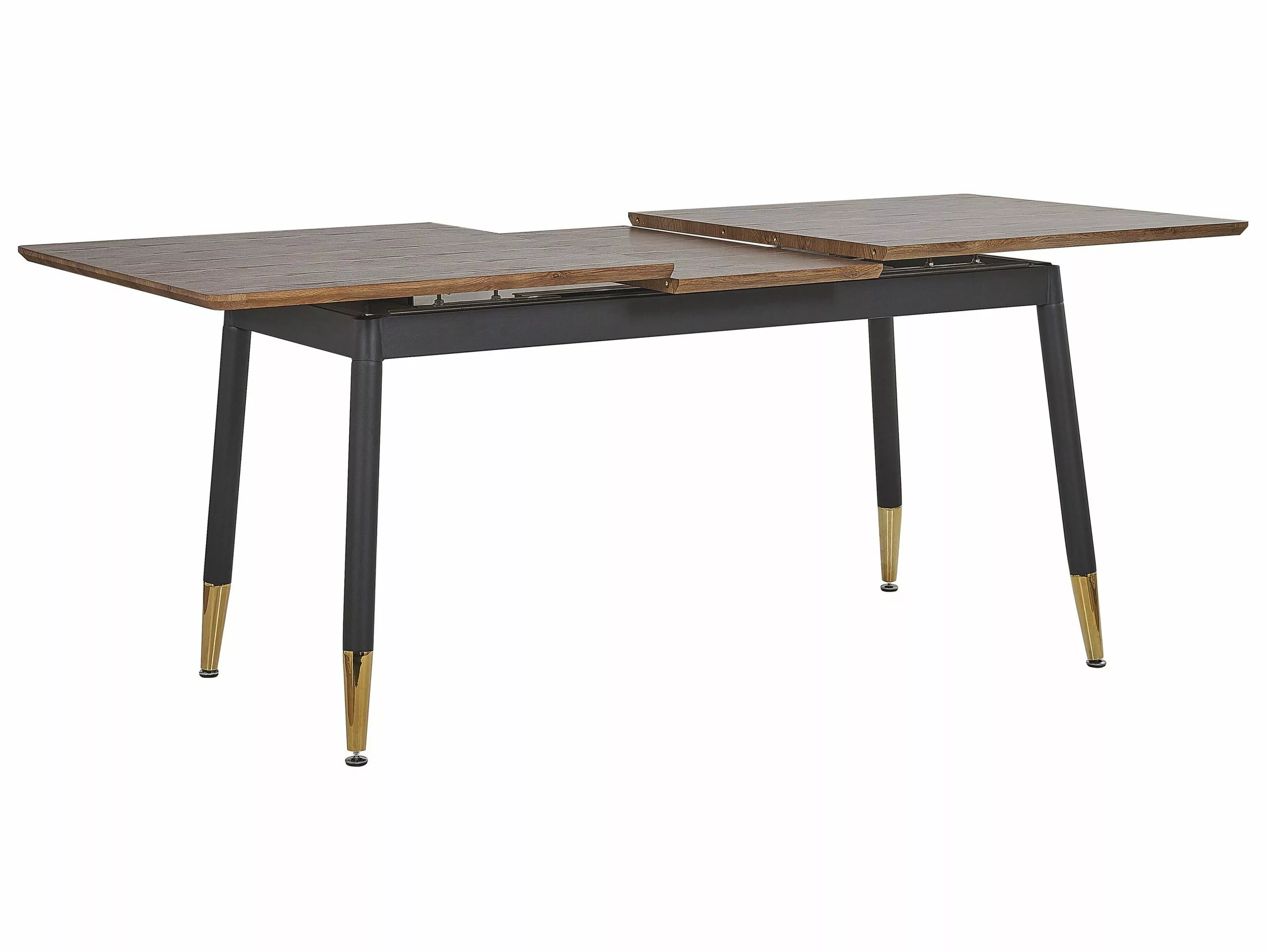 Beliani Mesa De Comedor Extensible Madera Oscura/negro/dorado 160/200 X 90 Cm CALIFORNIA - Imagen 6