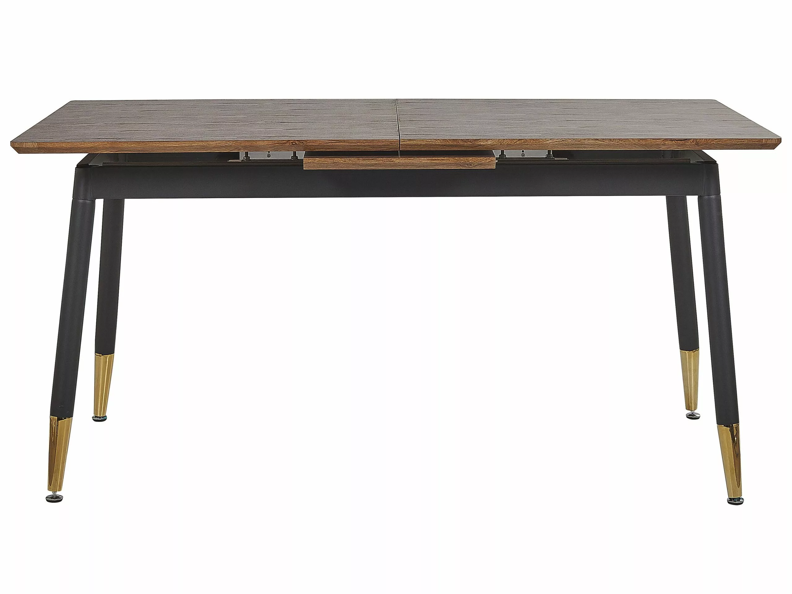 Beliani Mesa De Comedor Extensible Madera Oscura/negro/dorado 160/200 X 90 Cm CALIFORNIA - Imagen 7