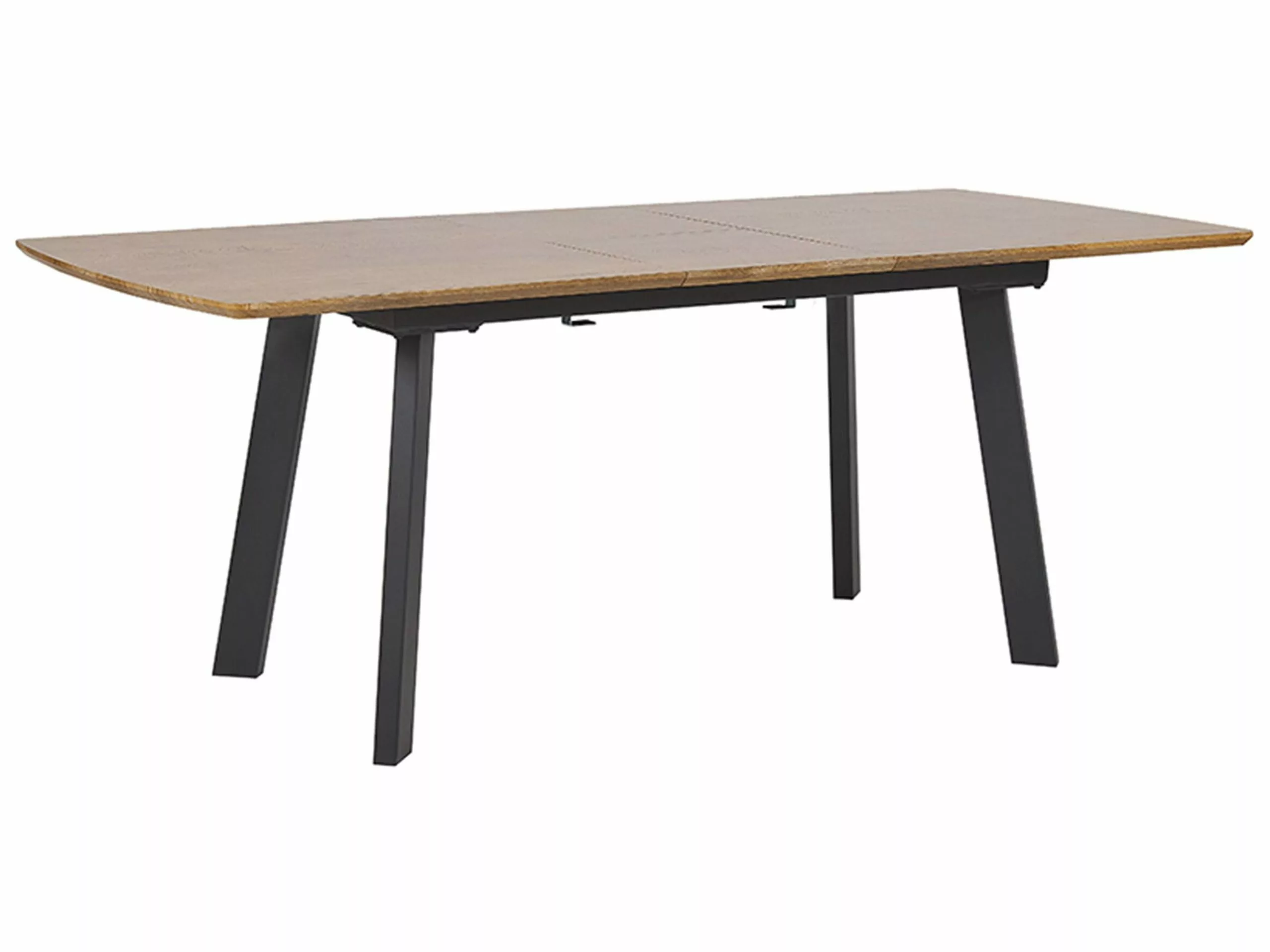 Beliani Mesa De Comedor Extensible Madera Oscura/negro 160/200 X 90 Cm SALVADOR