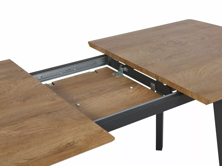 Beliani Mesa De Comedor Extensible Madera Oscura/negro 160/200 X 90 Cm SALVADOR - Imagen 8