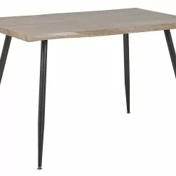 Beliani Mesa De Comedor Madera Clara/negro 120 X 80 Cm LUTON
