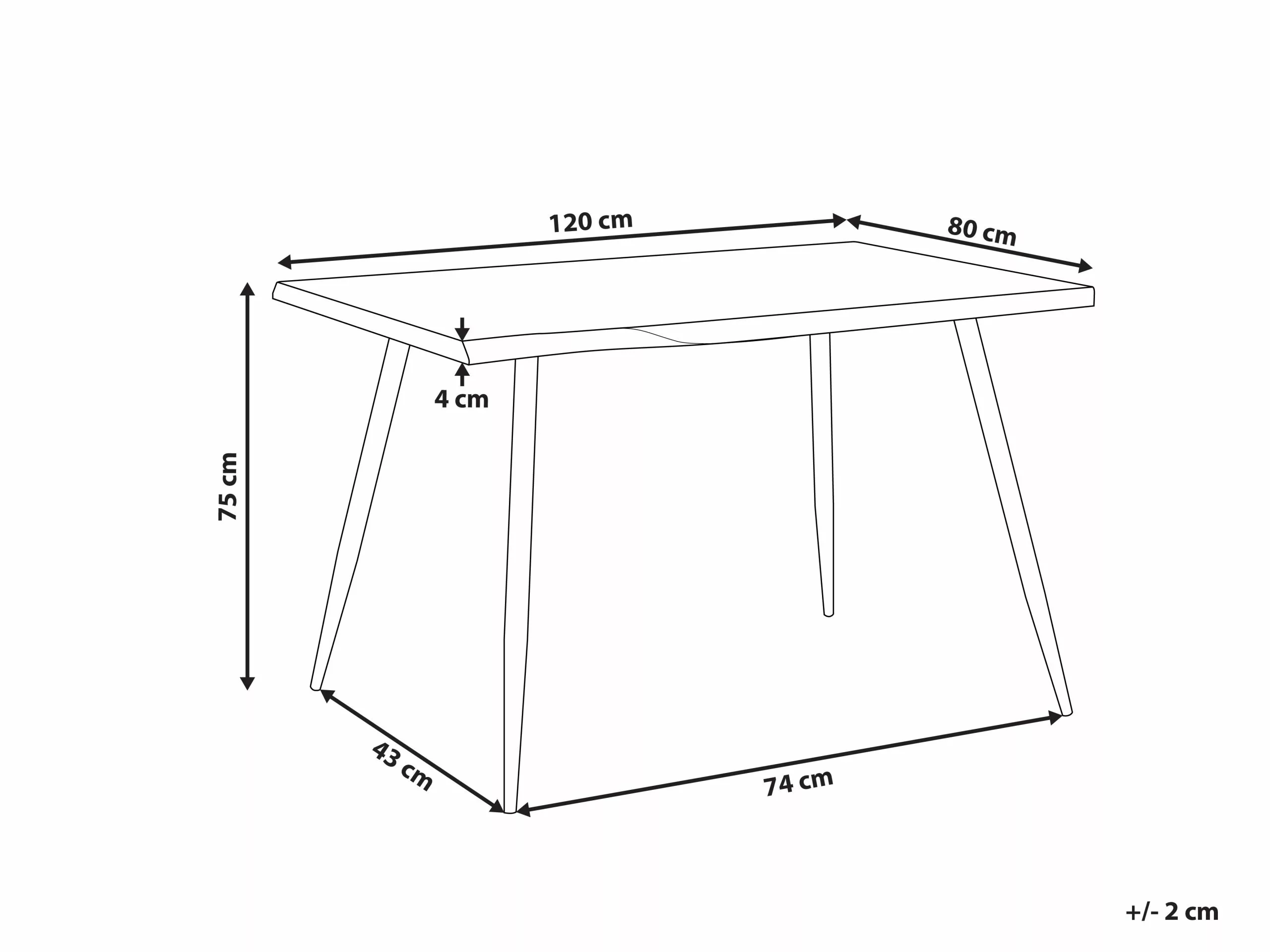 Beliani Mesa De Comedor Madera Clara/negro 120 X 80 Cm LUTON - Imagen 7