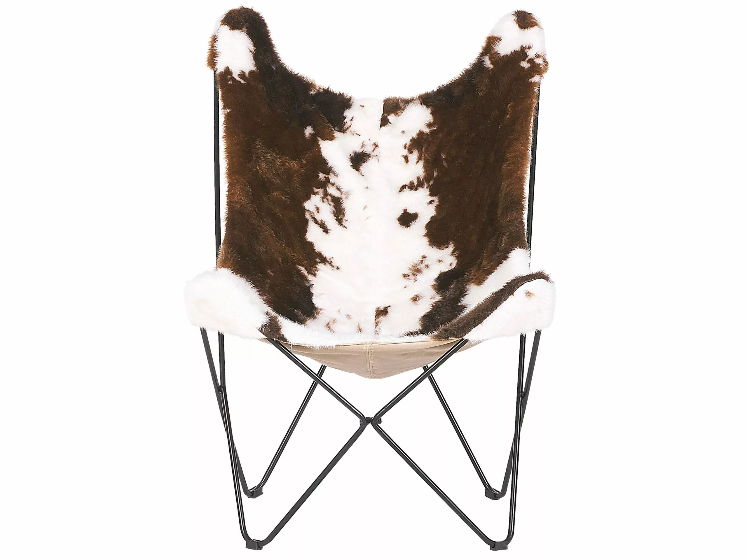 Beliani Sillón De Poliéster Marrón/blanco/negro NYBRO - Imagen 5