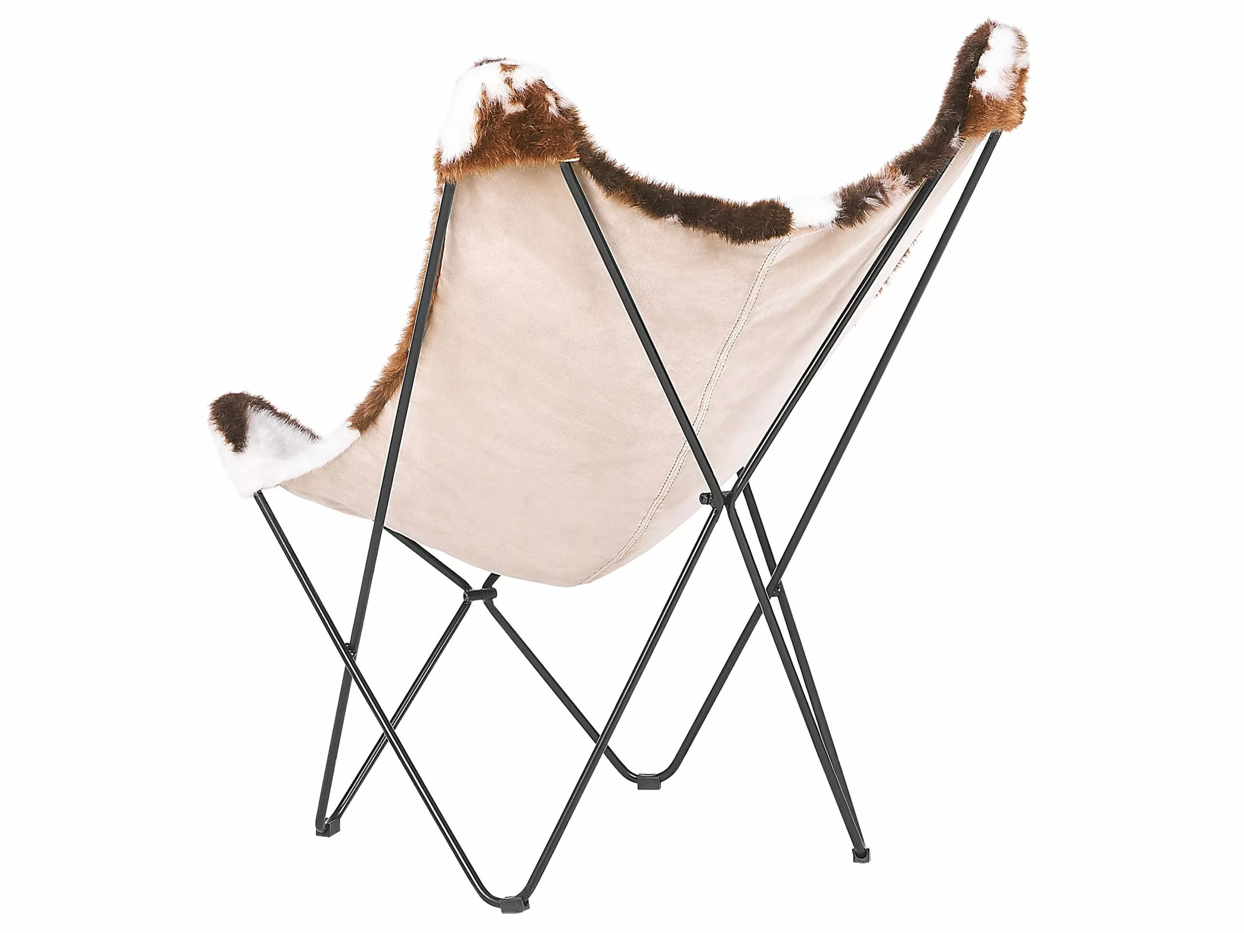 Beliani Sillón De Poliéster Marrón/blanco/negro NYBRO - Imagen 6