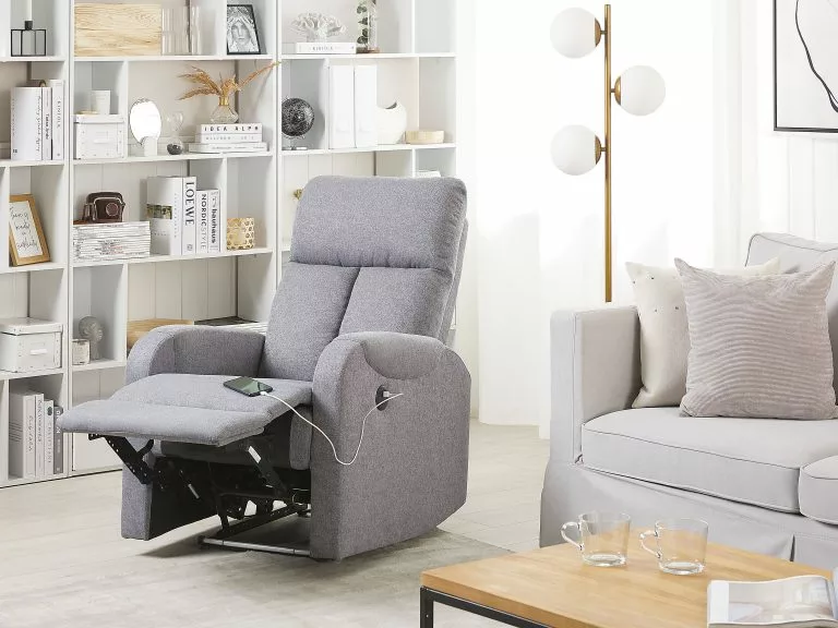 Beliani Sillón Reclinable Con LED Y Puerto USB Gris SOMERO - Imagen 2