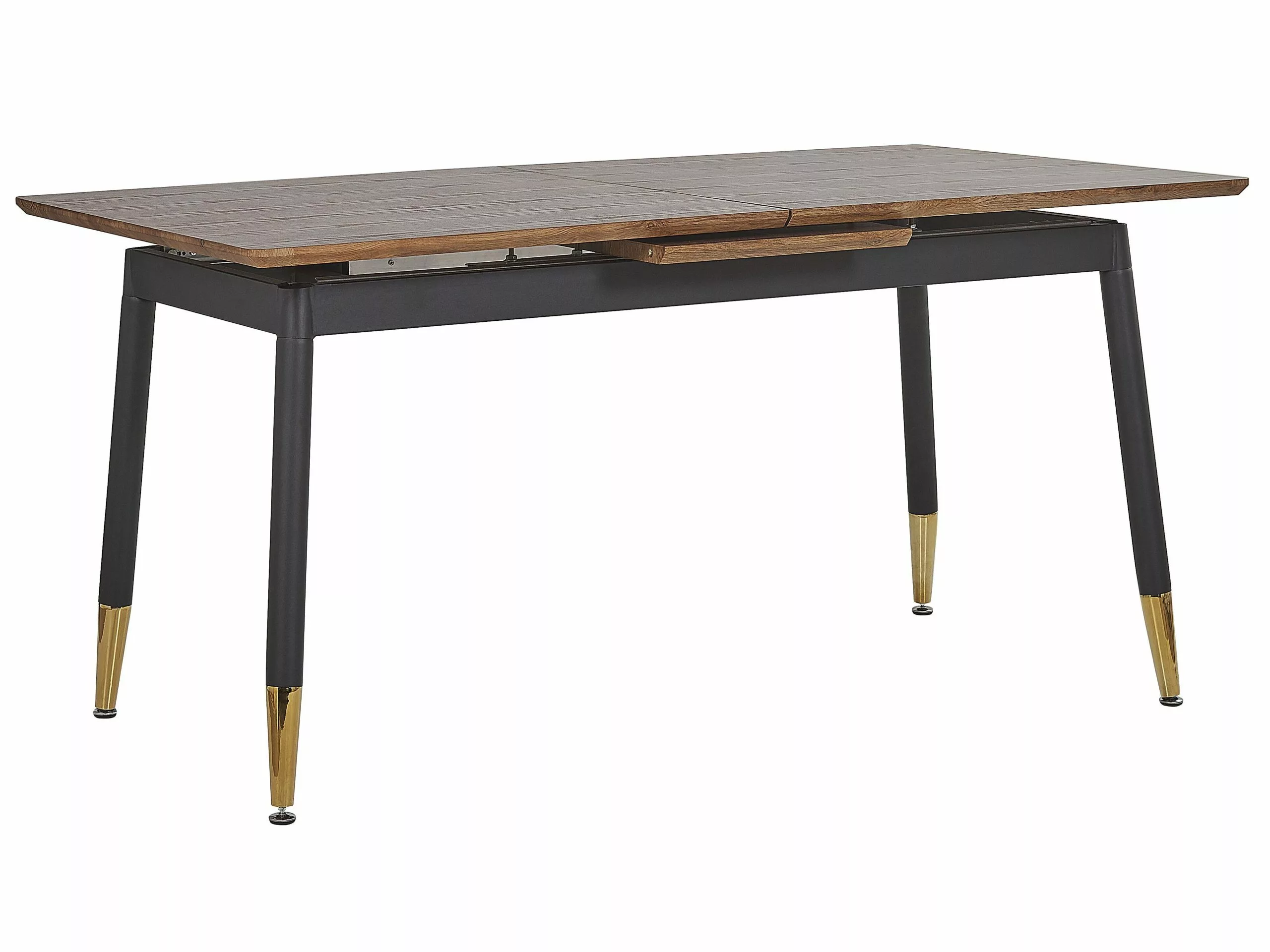 Beliani Mesa De Comedor Extensible Madera Oscura/negro/dorado 160/200 X 90 Cm CALIFORNIA - Imagen 5