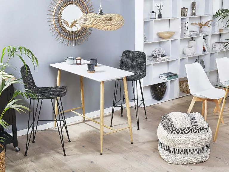 Beliani Mesa De Bar Blanco/madera Clara 110 X 50 Cm CHAVES - Imagen 2