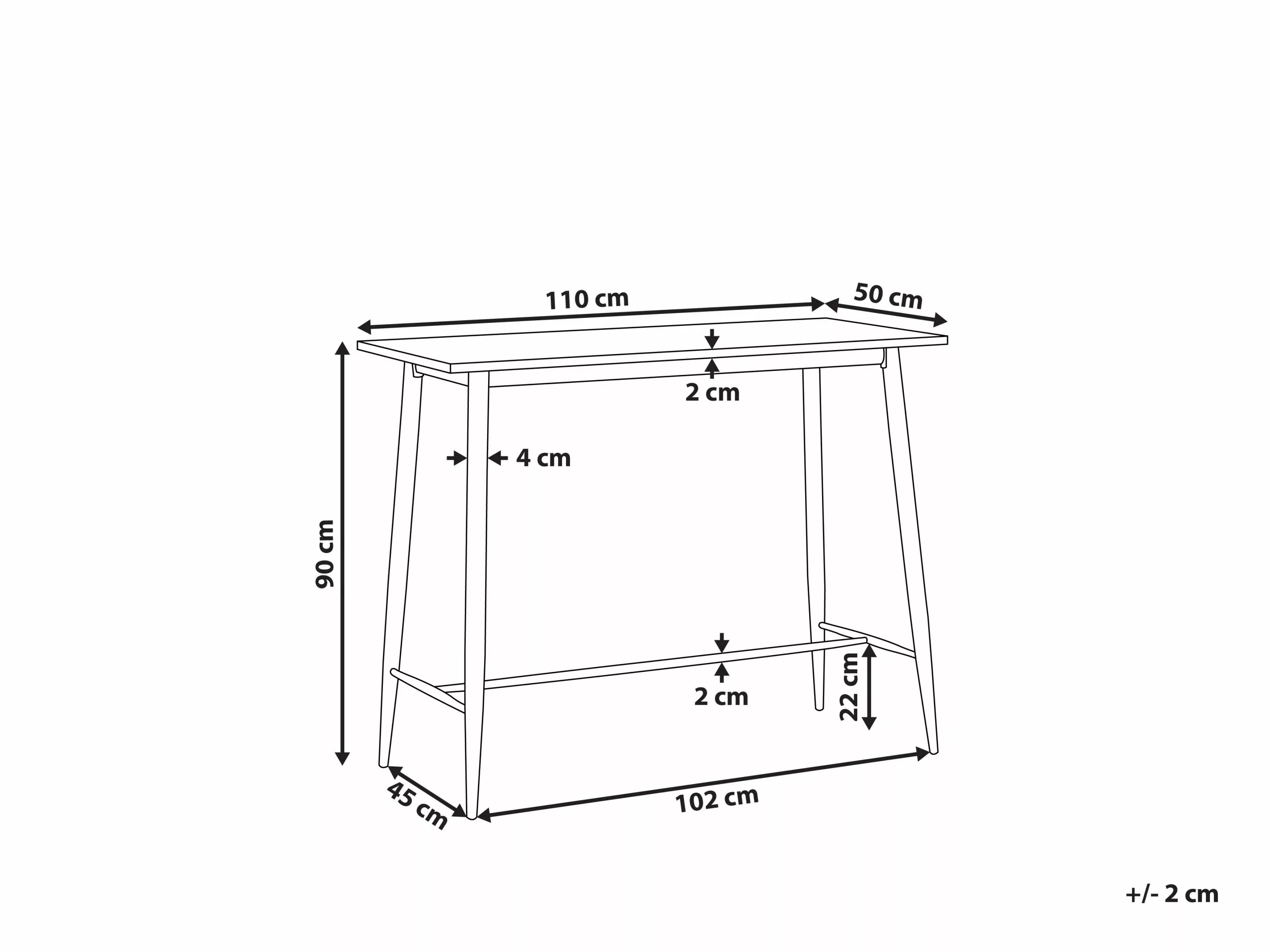 Beliani Mesa De Bar Blanco/madera Clara 110 X 50 Cm CHAVES - Imagen 6