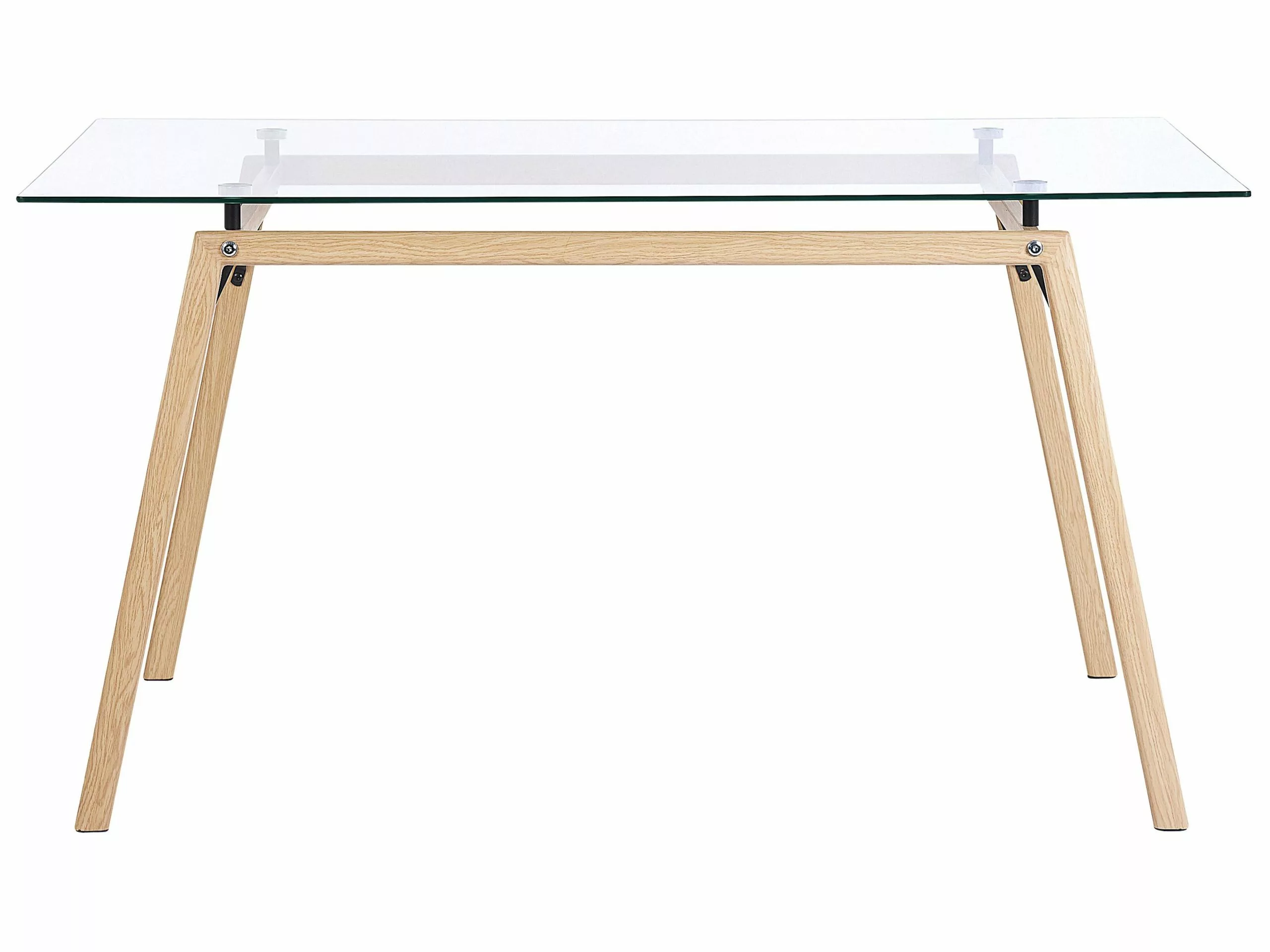 Beliani Mesa De Comedor De Vidrio Templado Transparente/madera Clara 140 X 80 Cm KAMINA - Imagen 3