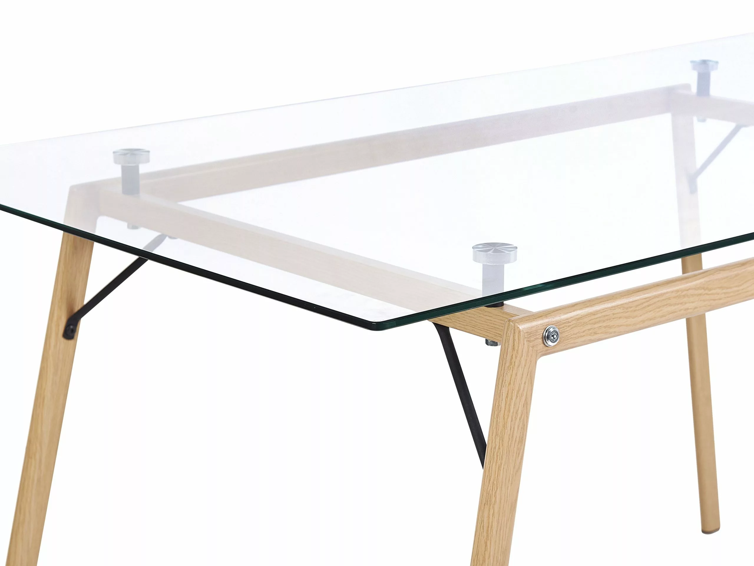 Beliani Mesa De Comedor De Vidrio Templado Transparente/madera Clara 140 X 80 Cm KAMINA - Imagen 4