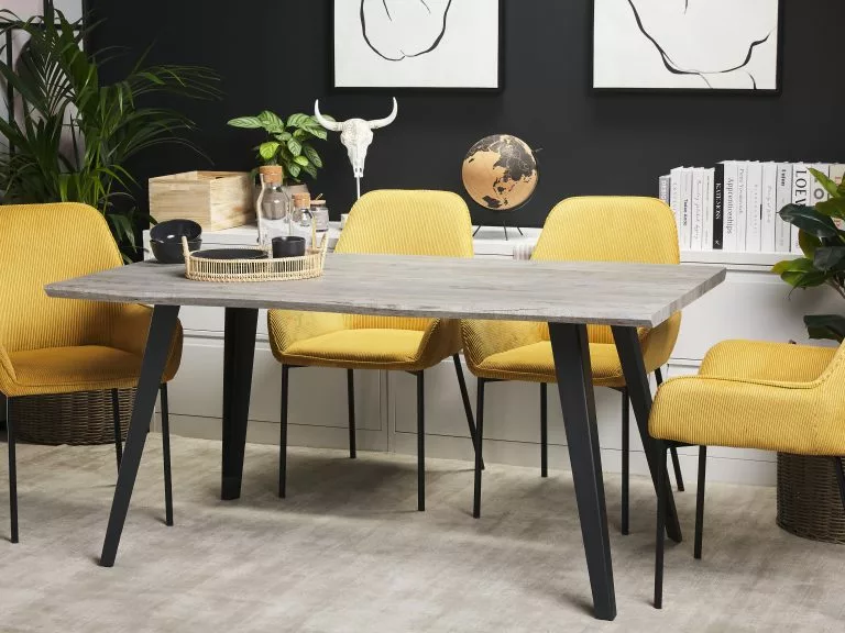 Beliani Mesa De Comedor Madera Clara/gris/negro 160 X 90 Cm WITNEY - Imagen 2