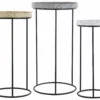 Beliani Conjunto De 3 Mesas De Centro De Metal Negro/gris/blanco/amarillo TEXON