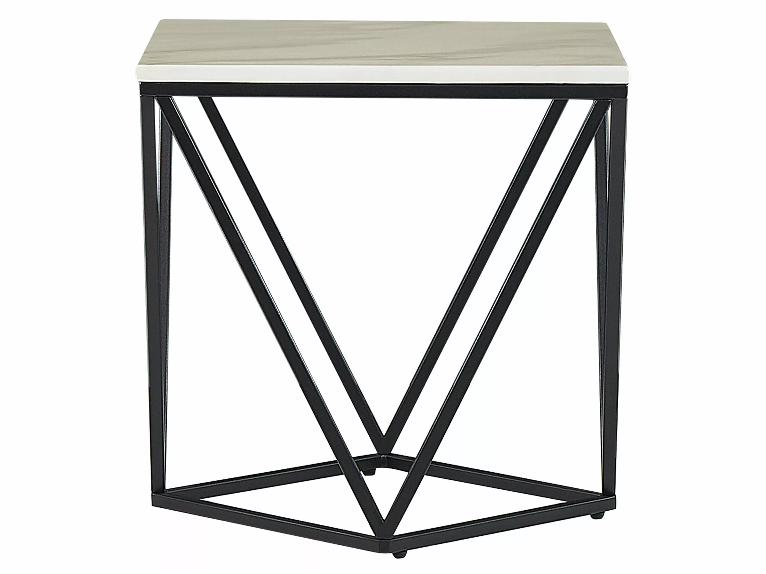 Beliani Mesa Auxiliar Beige/negro 50 X 50 Cm MALIBU - Imagen 4