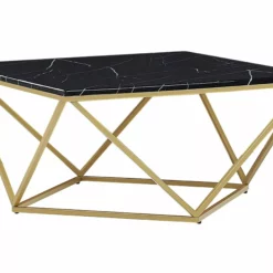 Beliani Mesa De Centro Negro/dorado 80 X 80 Cm MALIBU