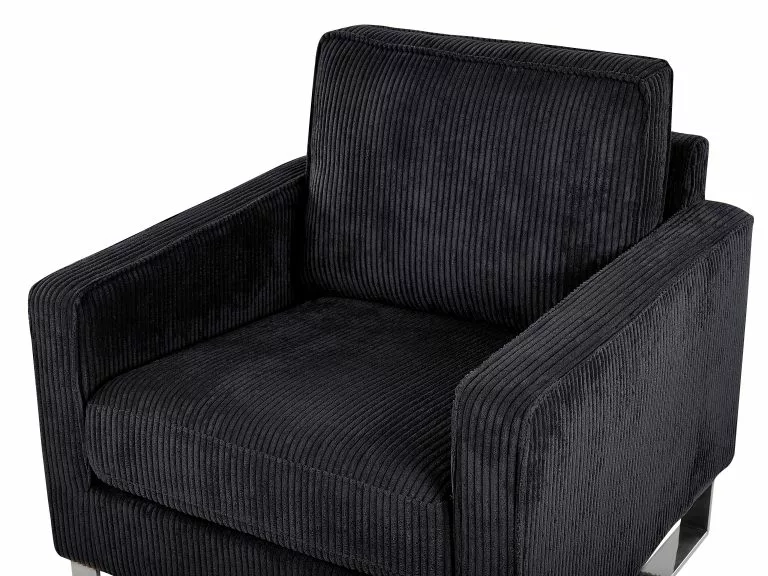 Beliani Sillón De Pana Negro VIND - Imagen 6