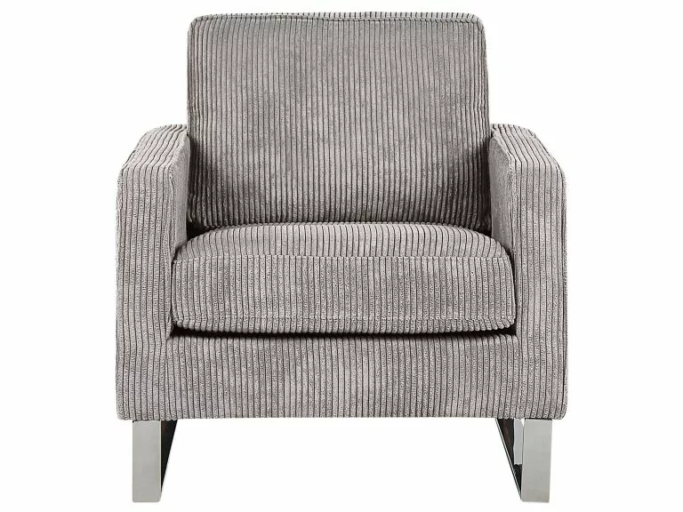 Beliani Sillón De Pana Gris VIND - Imagen 4