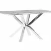 Beliani Mesa De Comedor De Vidrio Templado Gris/blanco/plateado 160 X 90 Cm SABROSA