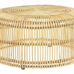 Beliani Mesa De Centro De Ratán Beige/natural ⌀ 84 Cm LIMNI