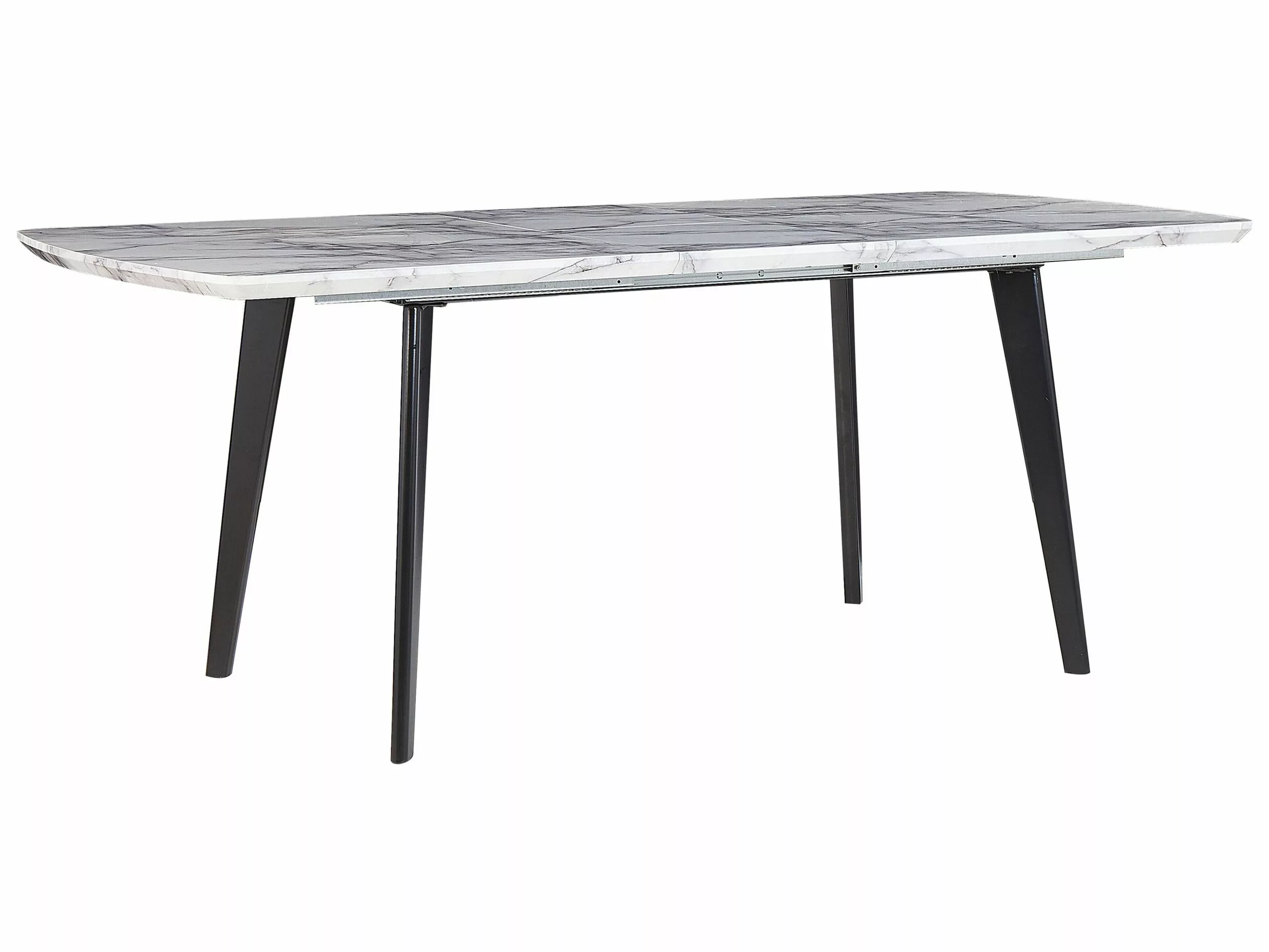 Beliani Mesa De Comedor Extensible Blanco/negro 160/200 X 90 Cm MOSBY