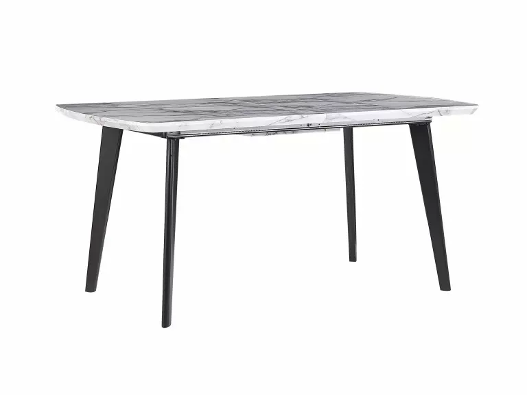 Beliani Mesa De Comedor Extensible Blanco/negro 160/200 X 90 Cm MOSBY - Imagen 6