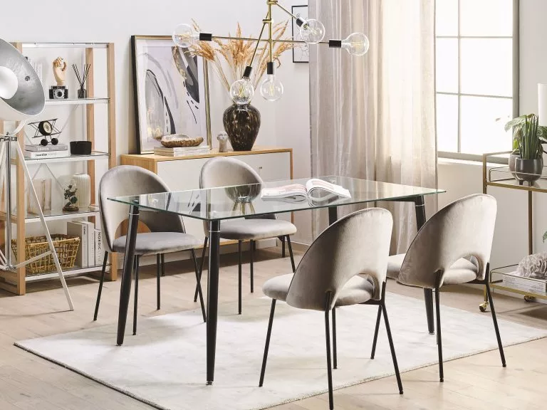 Beliani Mesa De Comedor De Vidrio Templado Transparente/negro 150 X 90 Cm TOTHAM - Imagen 2