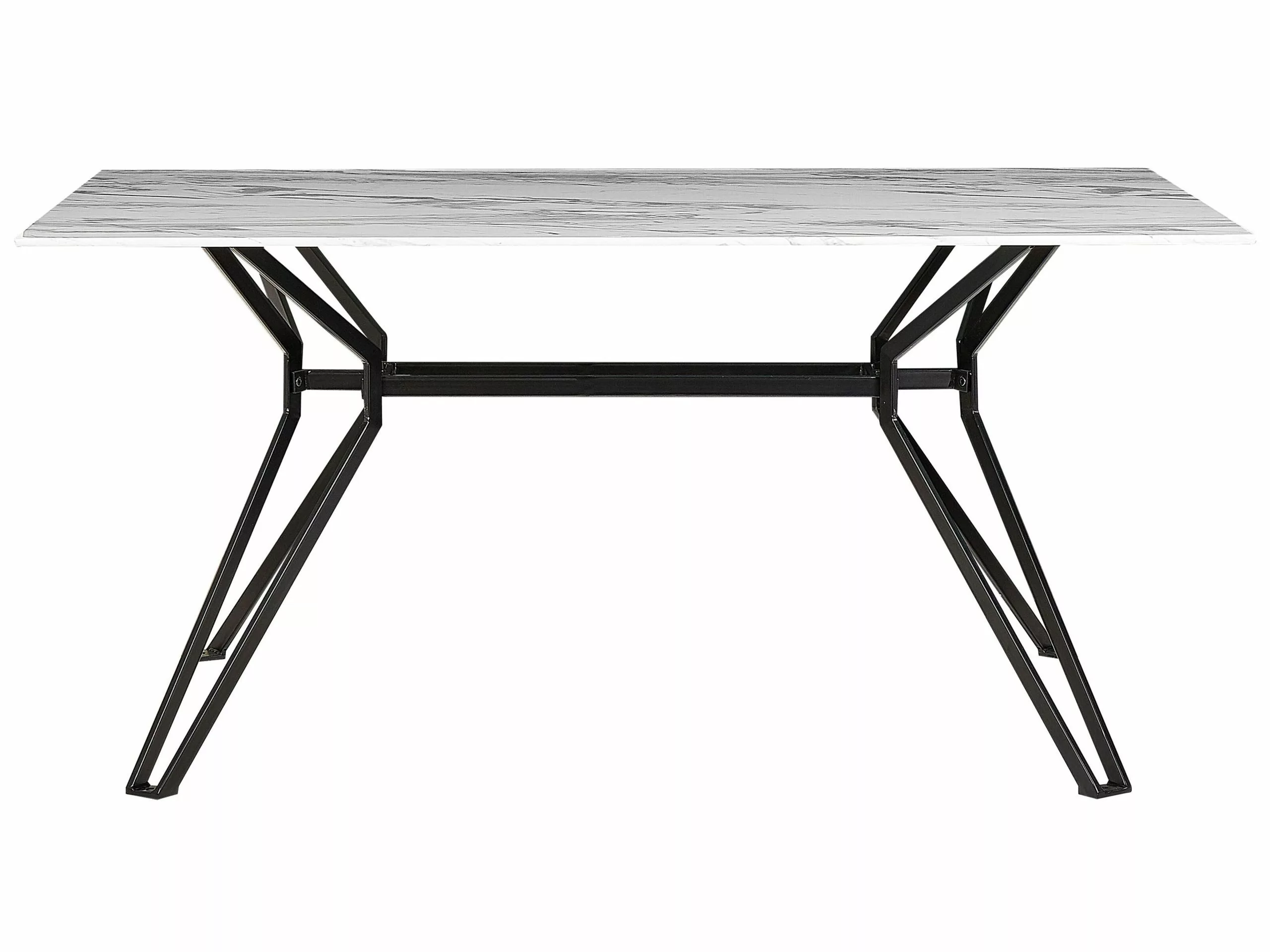 Beliani Mesa De Comedor De Vidrio Templado Blanco/negro 160 X 90 Cm BALLINA - Imagen 4