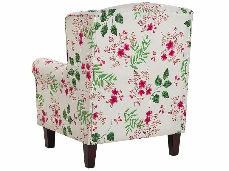 Beliani Sillón De Algodón/poliéster Beige Crema/multicolor Con Reposapiés HAMAR - Imagen 5