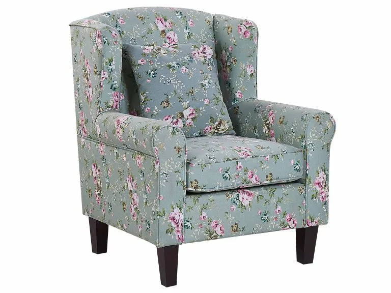 Beliani Sillón De Algodón/poliéster Verde/multicolor Con Reposapiés HAMAR - Imagen 4