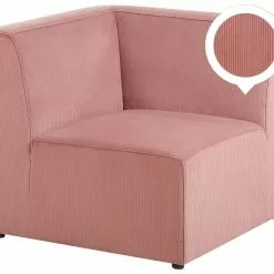 Beliani Módulo Esquinero De Pana Rosa LEMVIG