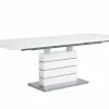Beliani Mesa De Comedor Extensible De Vidrio Blanco/plateado 180/220 X 90 Cm HAMLER