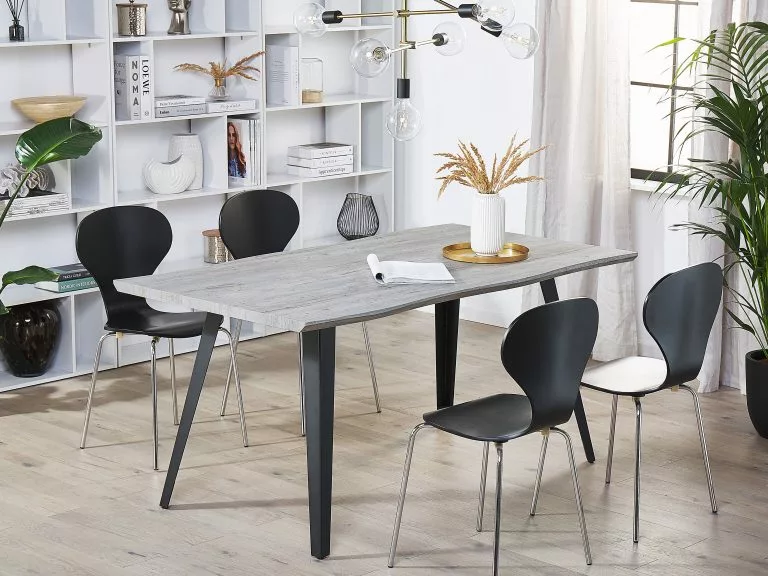 Beliani Mesa De Comedor Madera Clara/gris/negro 160 X 90 Cm WITNEY - Imagen 3