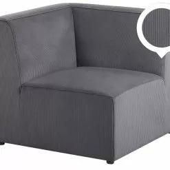 Beliani Módulo Esquinero De Pana Gris LEMVIG