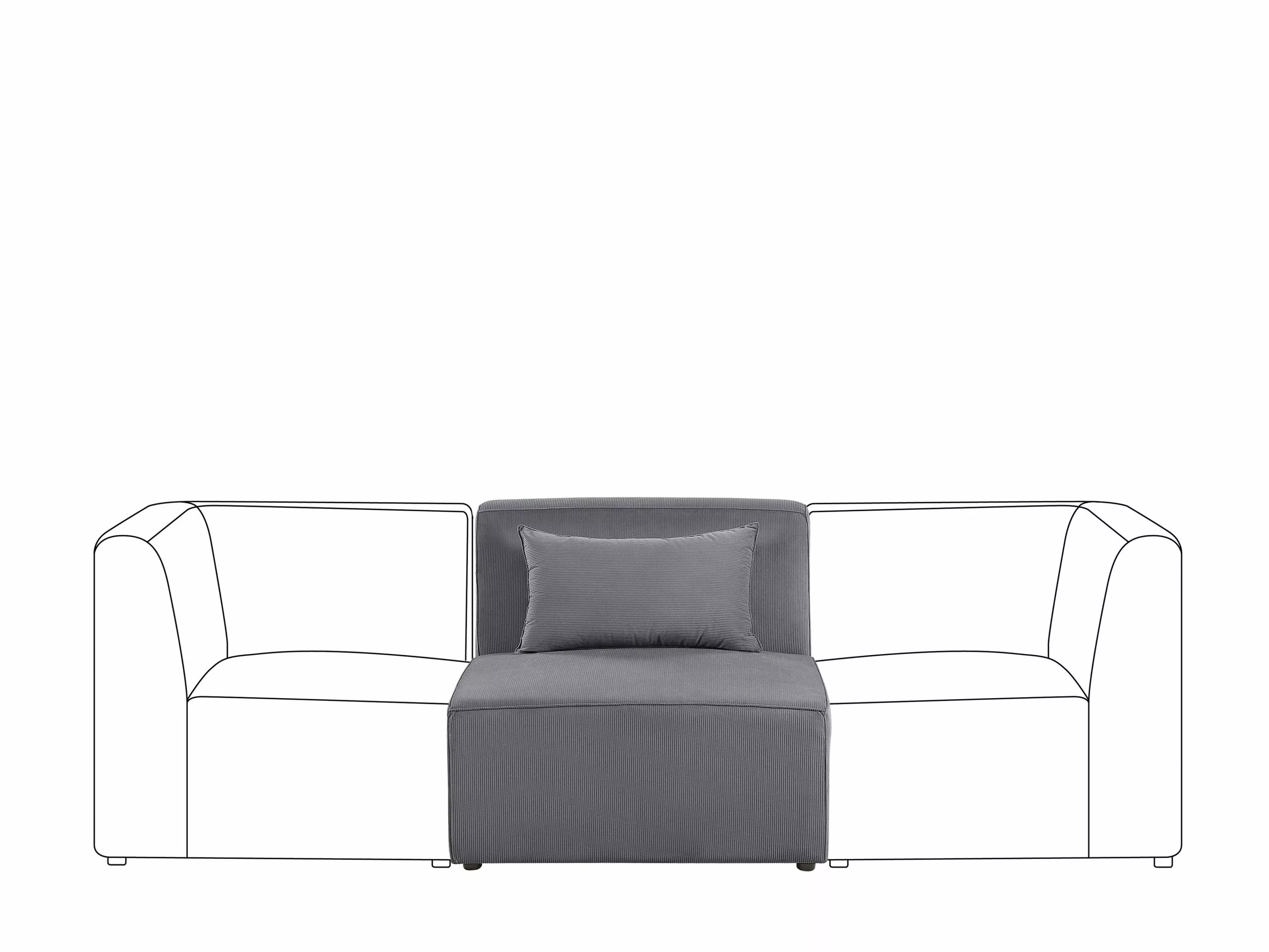 Beliani Sillón Modular De Pana Gris LEMVIG - Imagen 3