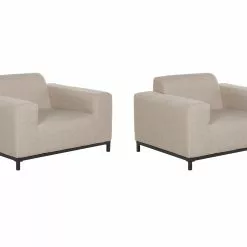 Beliani Conjunto De 2 Sillones De Poliéster Beige Arena/negro ROVIGO