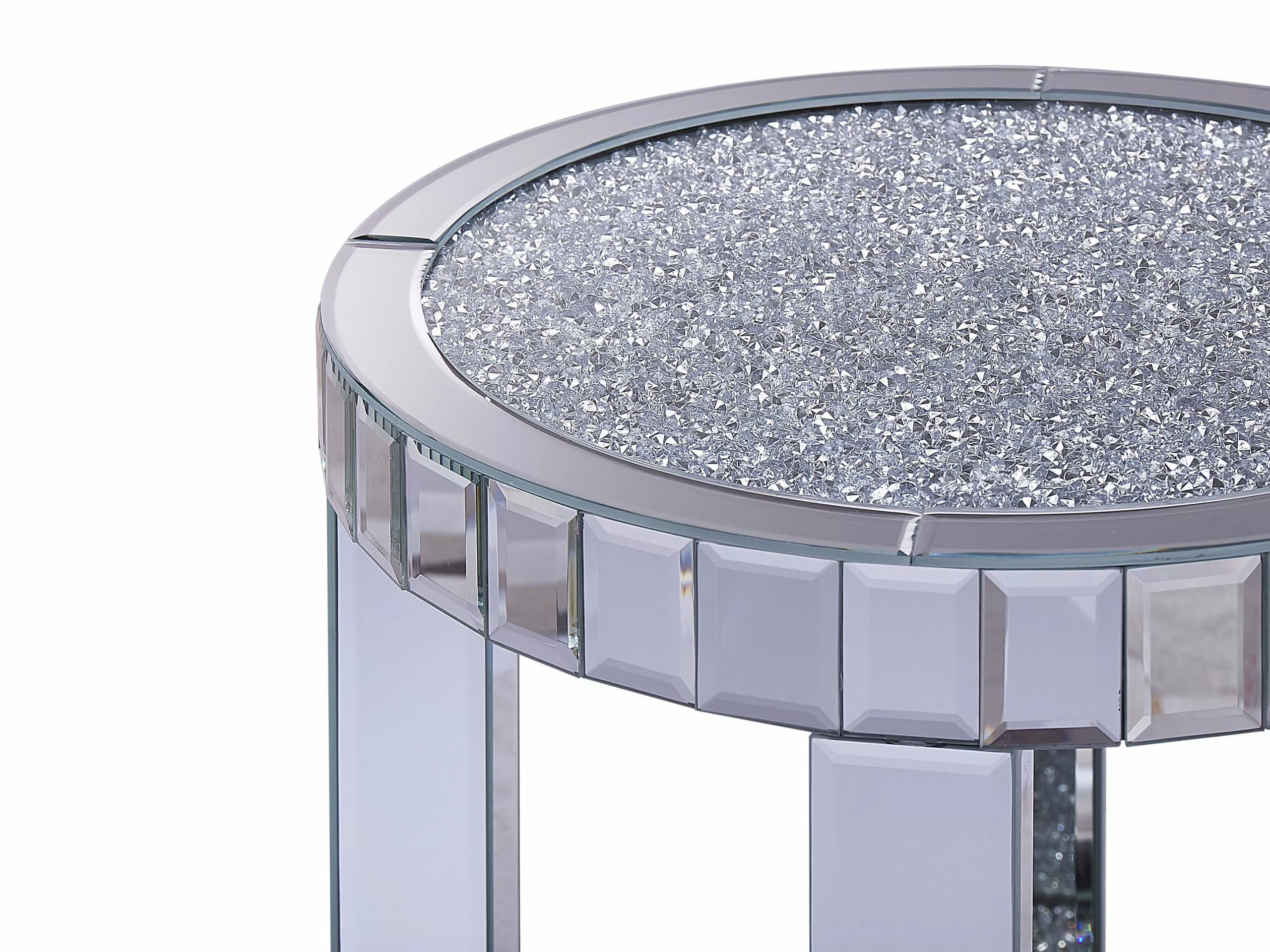 Beliani Mesa Auxiliar De Vidrio Plateado ø 40 Cm APREY - Imagen 3