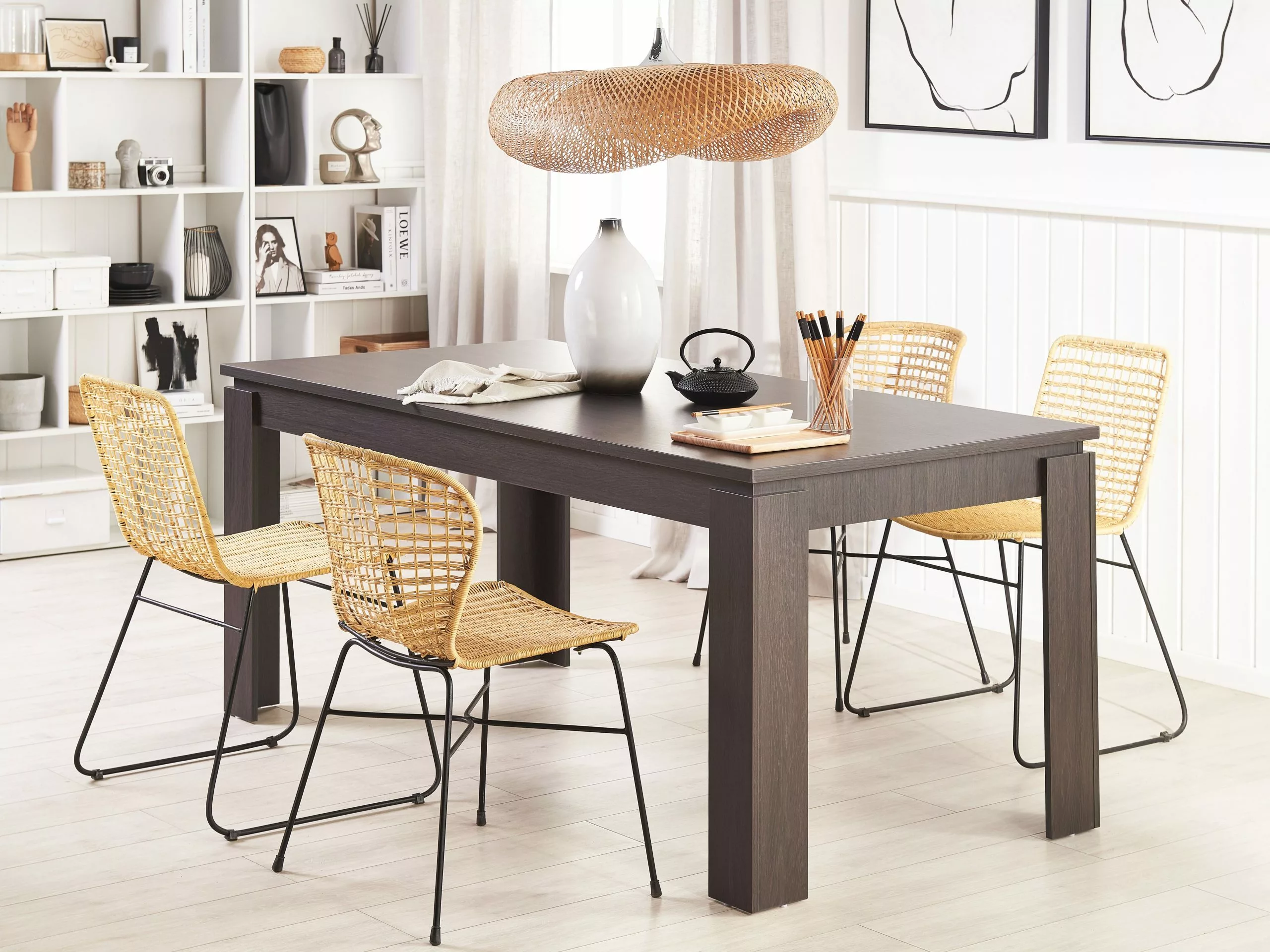 Beliani Mesa De Comedor Madera Oscura 180 X 90 Cm VITON - Imagen 2