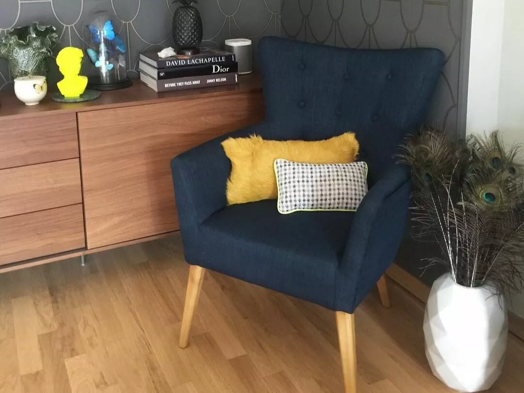 Beliani Sillón Tapizado Gris ANGEN - Imagen 4