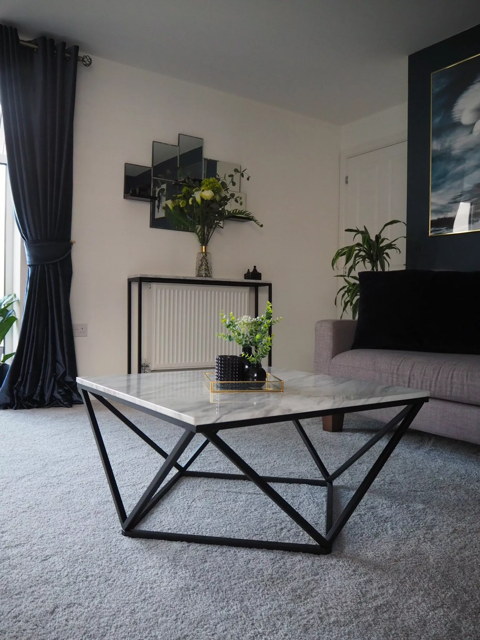 Beliani Mesa De Centro Beige/negro 80 X 80 Cm MALIBU - Imagen 5