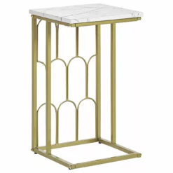 Beliani Mesa Auxiliar De Metal Dorado/blanco 30 X 30 Cm PANDALE