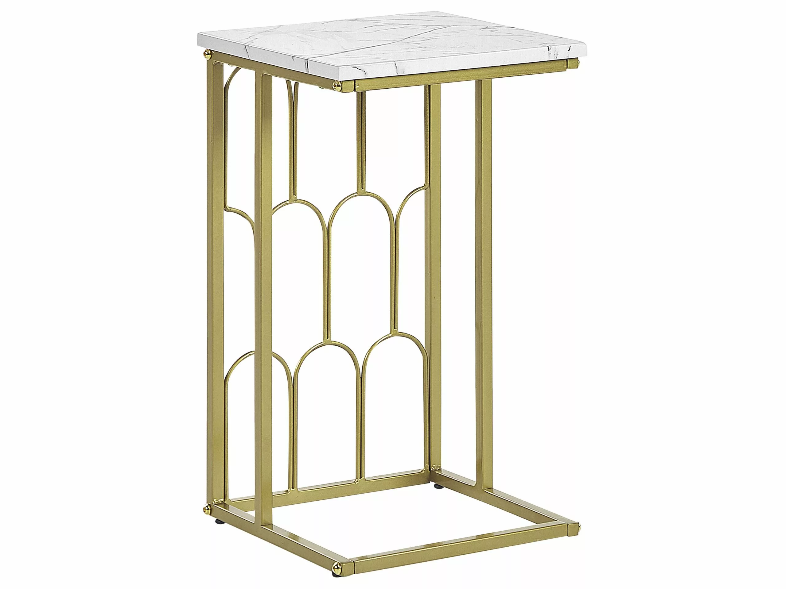 Beliani Mesa Auxiliar De Metal Dorado/blanco 30 X 30 Cm PANDALE