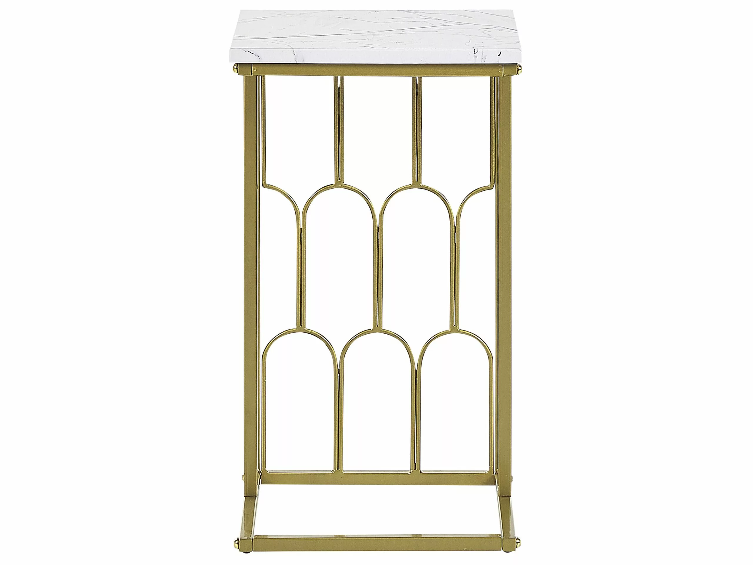 Beliani Mesa Auxiliar De Metal Dorado/blanco 30 X 30 Cm PANDALE - Imagen 4