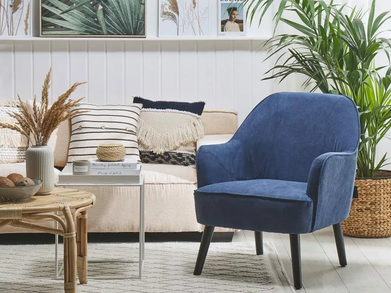 Beliani Sillón Tapizado Azul Marino LOKEN - Imagen 2