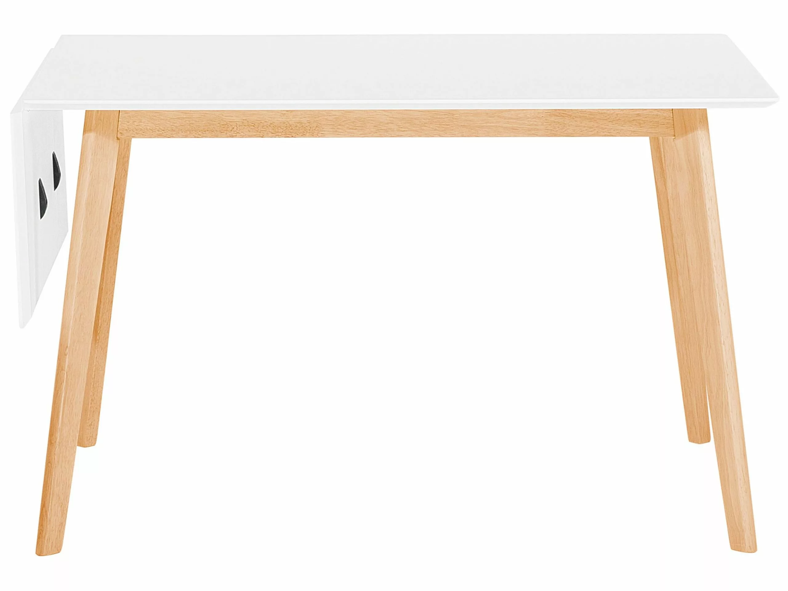 Beliani Mesa De Comedor Extensible Blanco/madera Clara 120/155 X 80 Cm MEDIO - Imagen 5