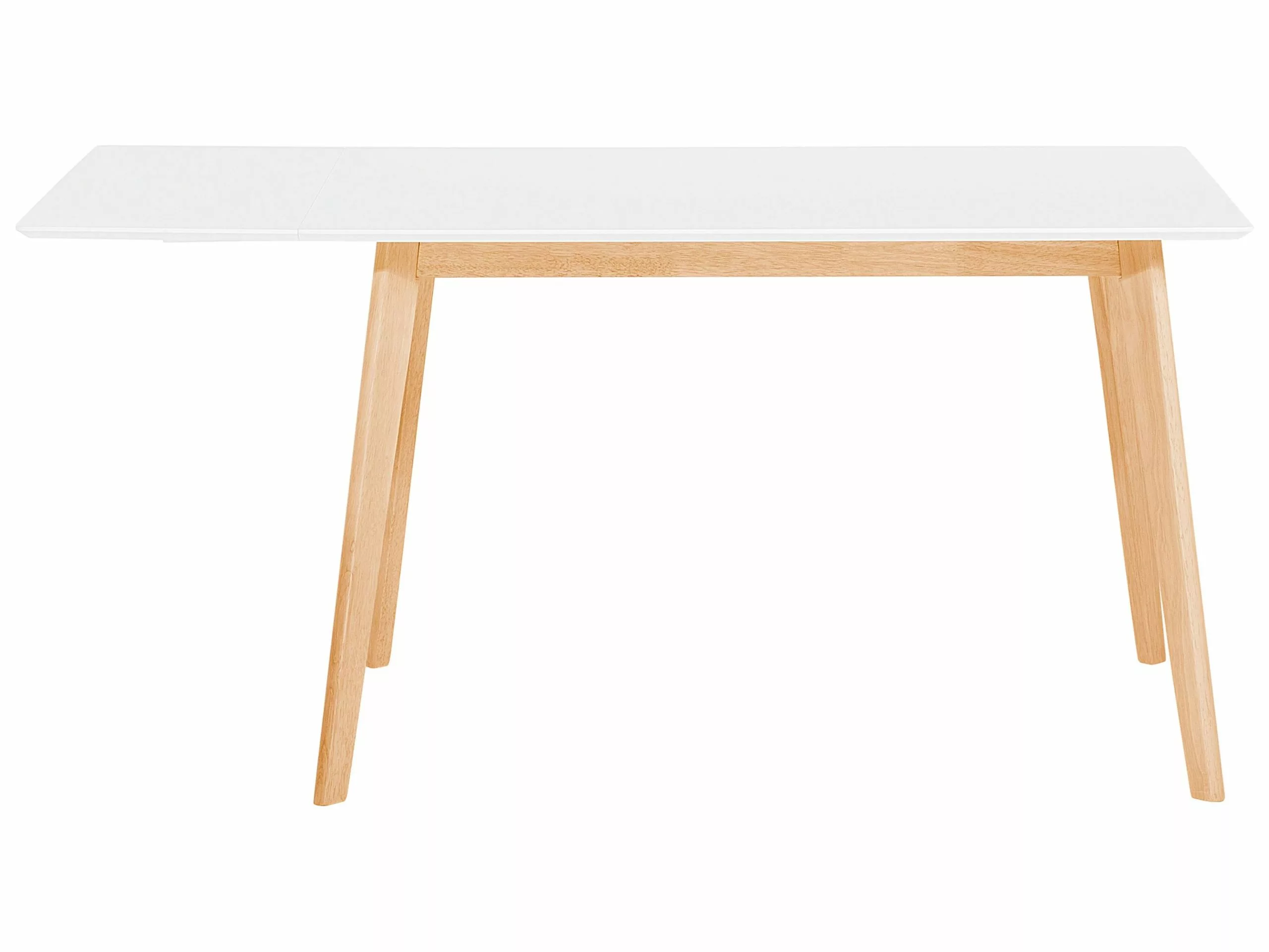 Beliani Mesa De Comedor Extensible Blanco/madera Clara 120/155 X 80 Cm MEDIO - Imagen 6