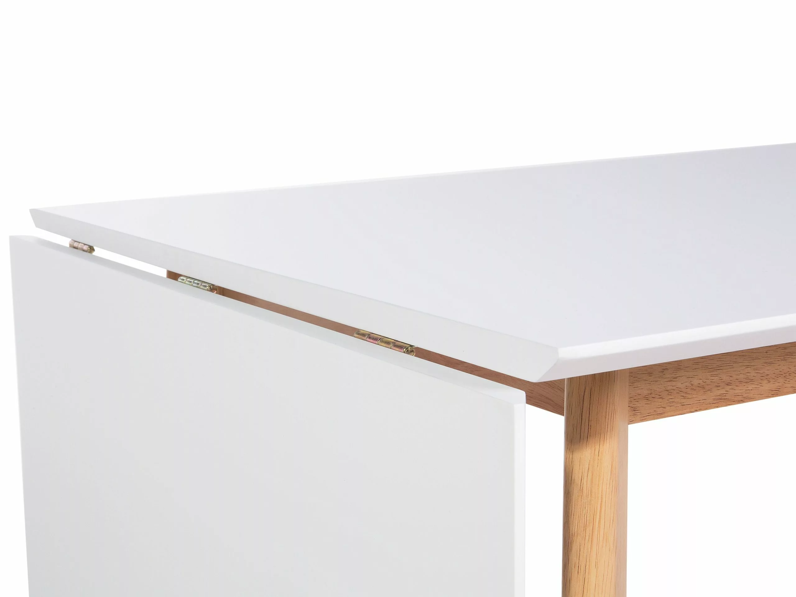 Beliani Mesa De Comedor Extensible Blanco/madera Clara 120/155 X 80 Cm MEDIO - Imagen 8