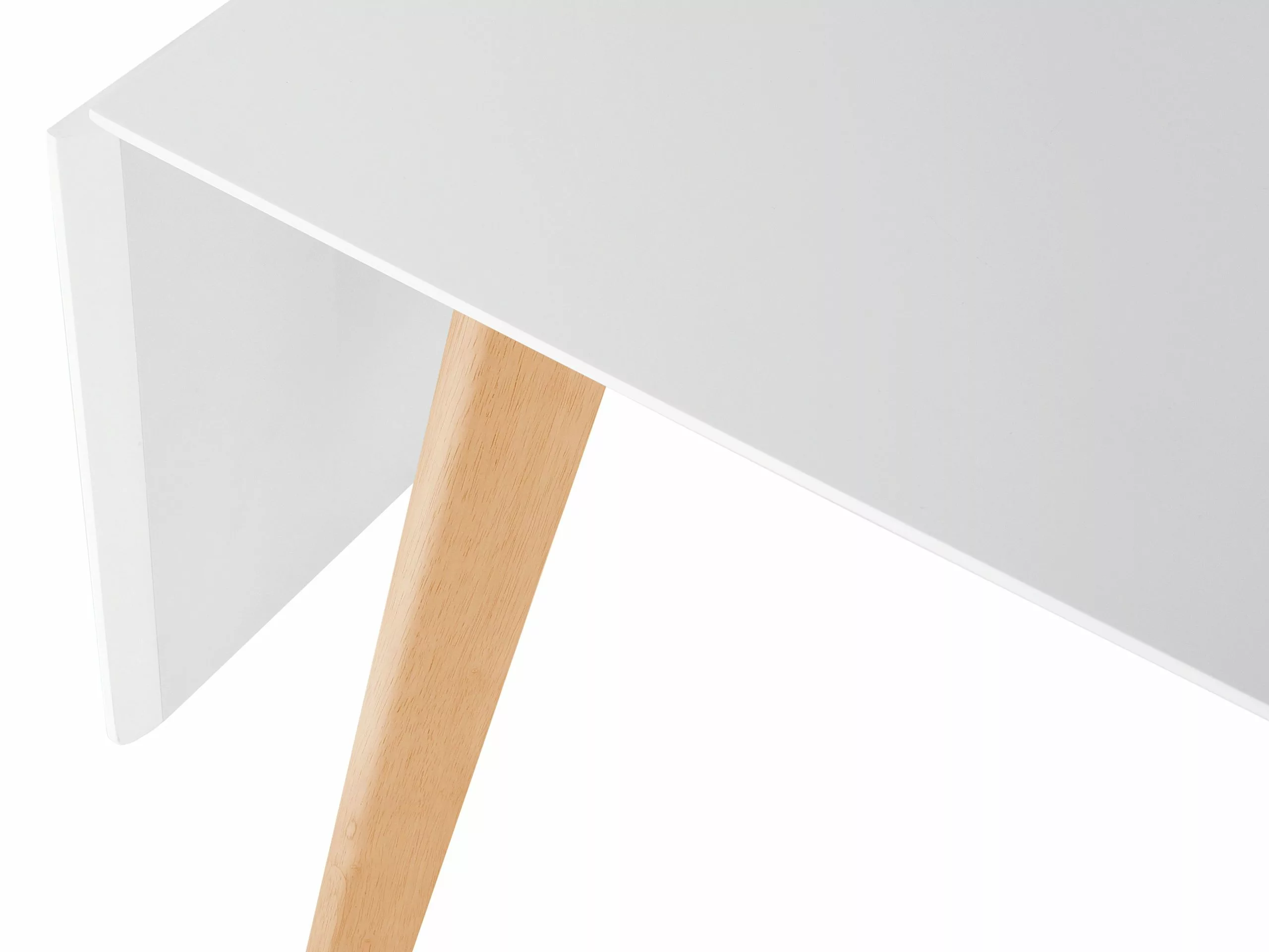 Beliani Mesa De Comedor Extensible Blanco/madera Clara 120/155 X 80 Cm MEDIO - Imagen 9