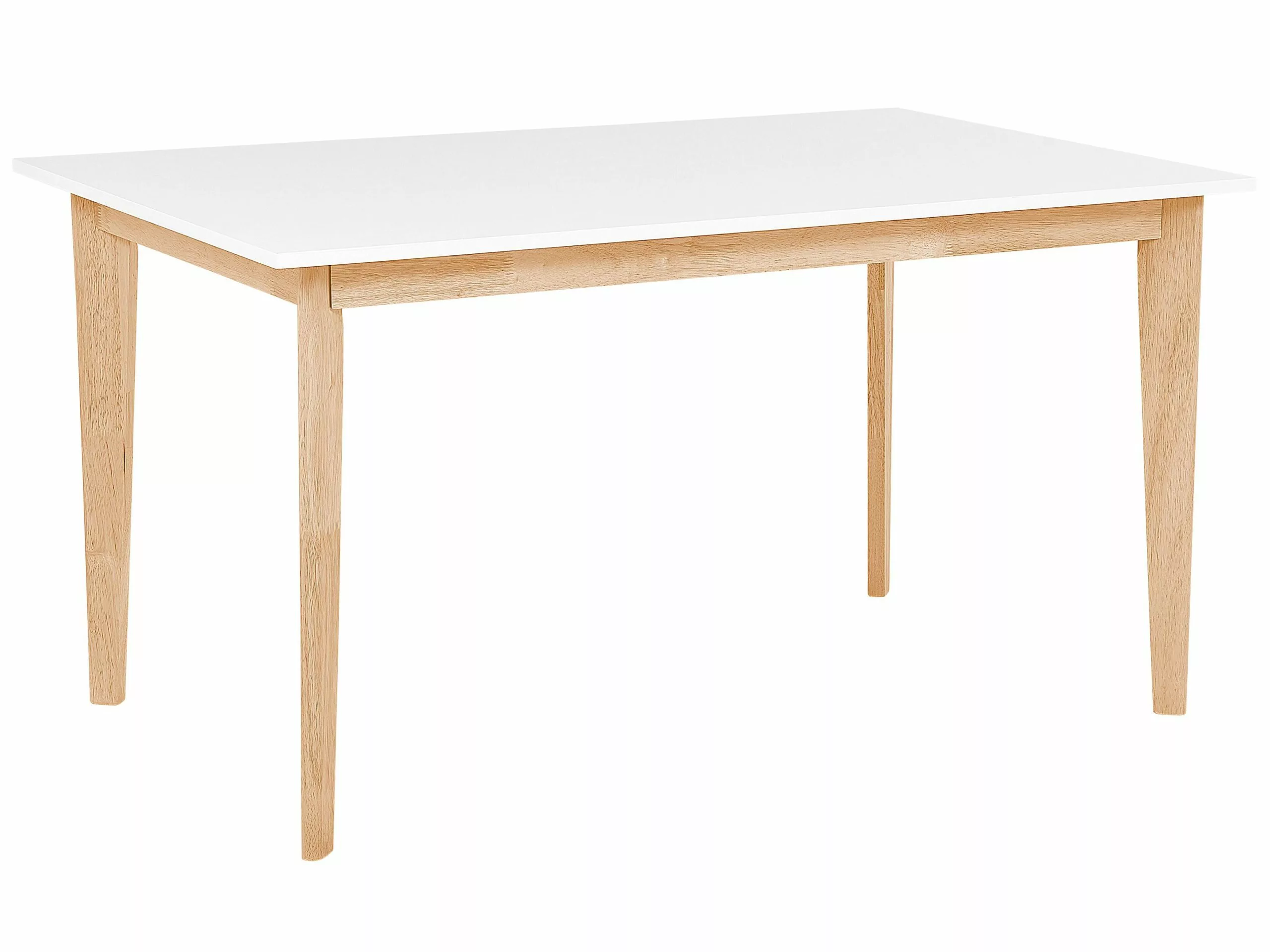 Beliani Mesa De Comedor Extensible Blanco/madera Clara 140/180 X 90 Cm SOLA - Imagen 9