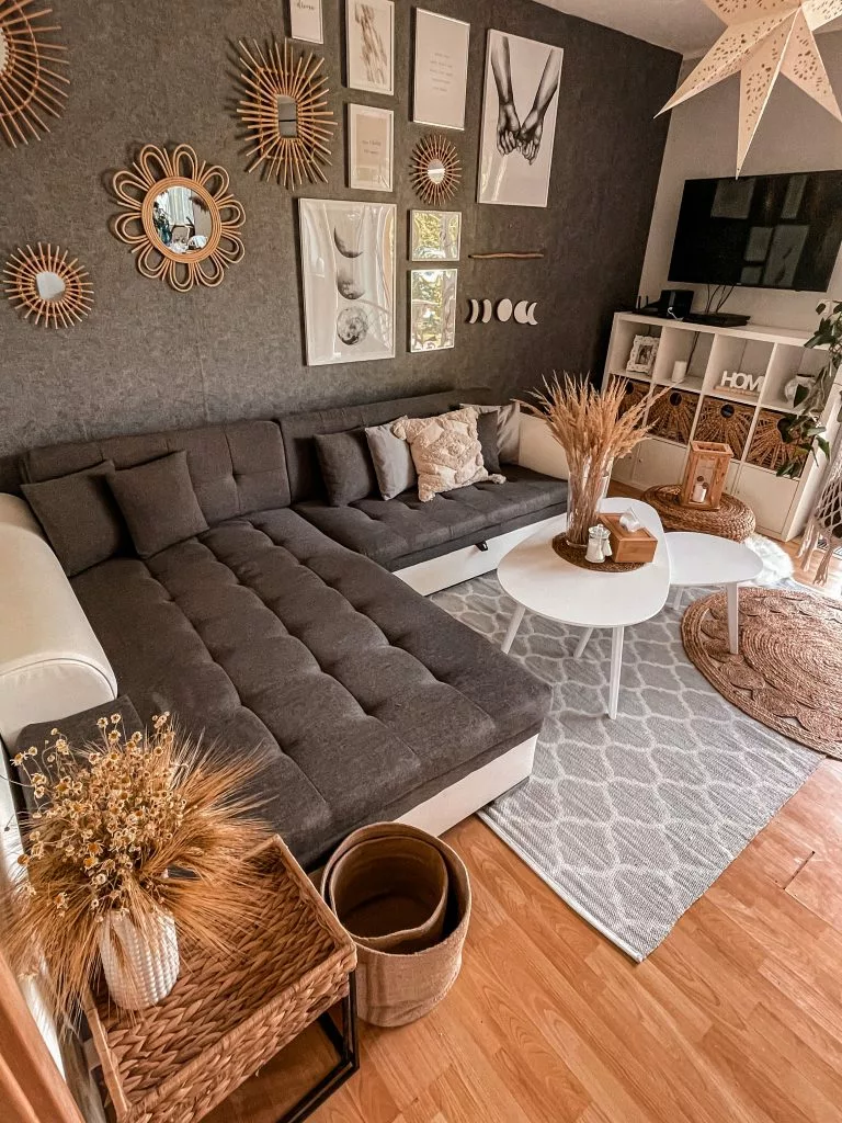 Beliani Conjunto De 3 Mesas De Centro De Jacinto De Agua Beige/natural/negro HAWI - Imagen 3